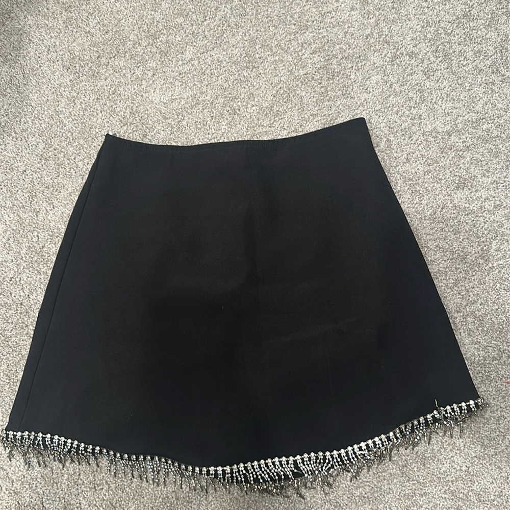 Lulus black rhinestone fringe skirt